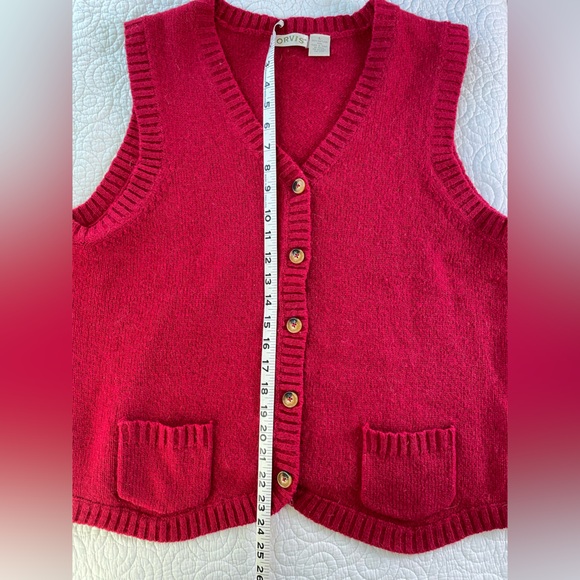 Orvis 100% Shetland Wool Red Vest with pockets - Picture 5 of 6